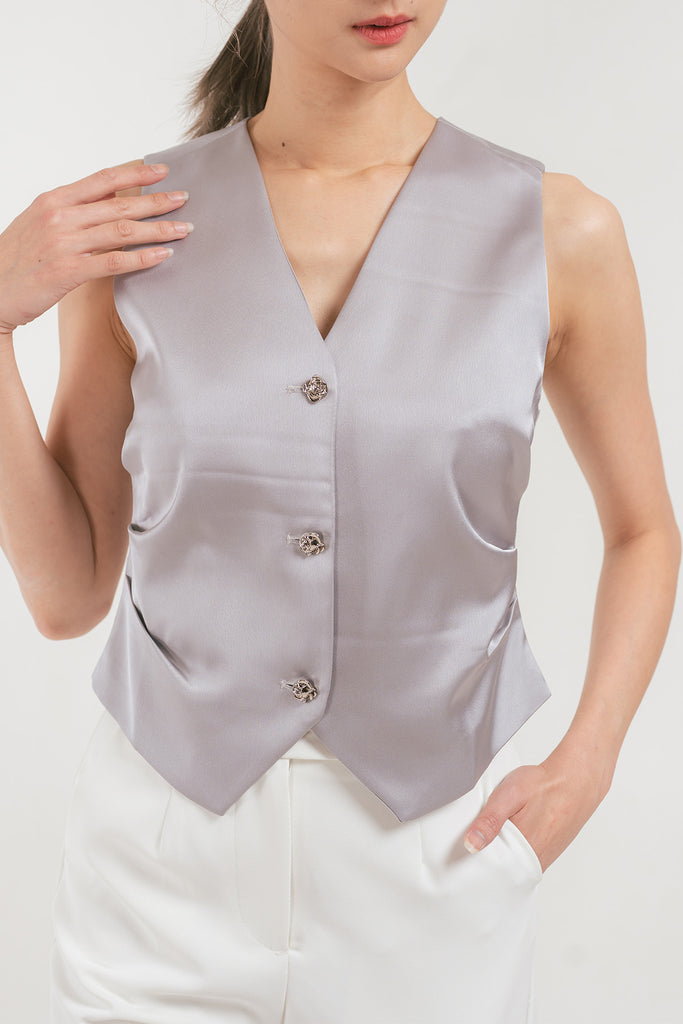 Avino Satin Ruched Waist Vest