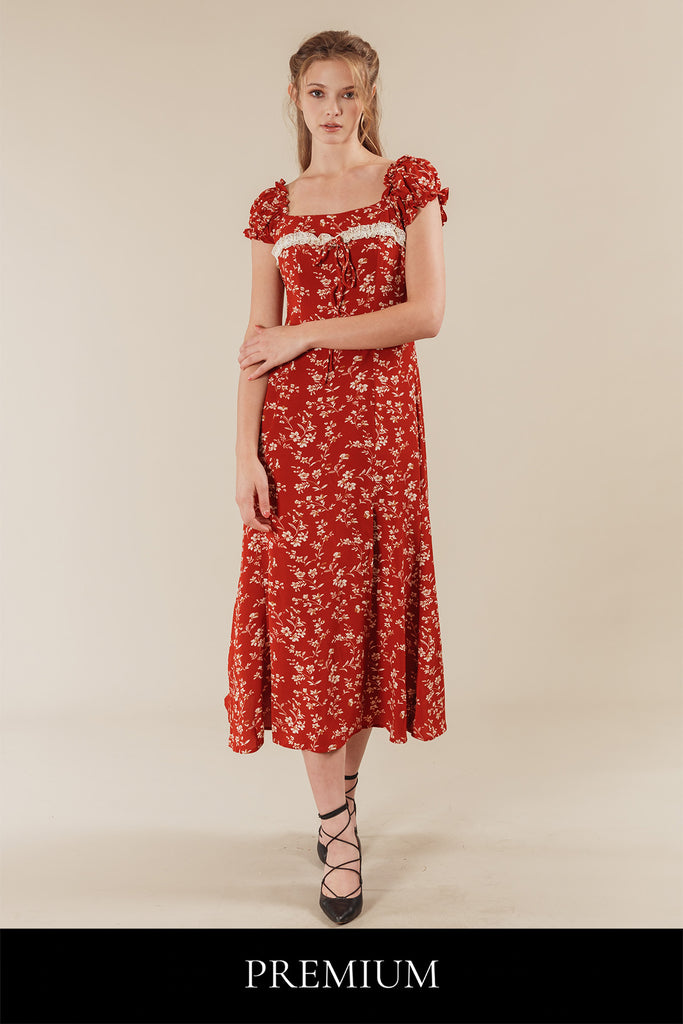 Brinelline Floral Puff Sleeve Maxi Dress