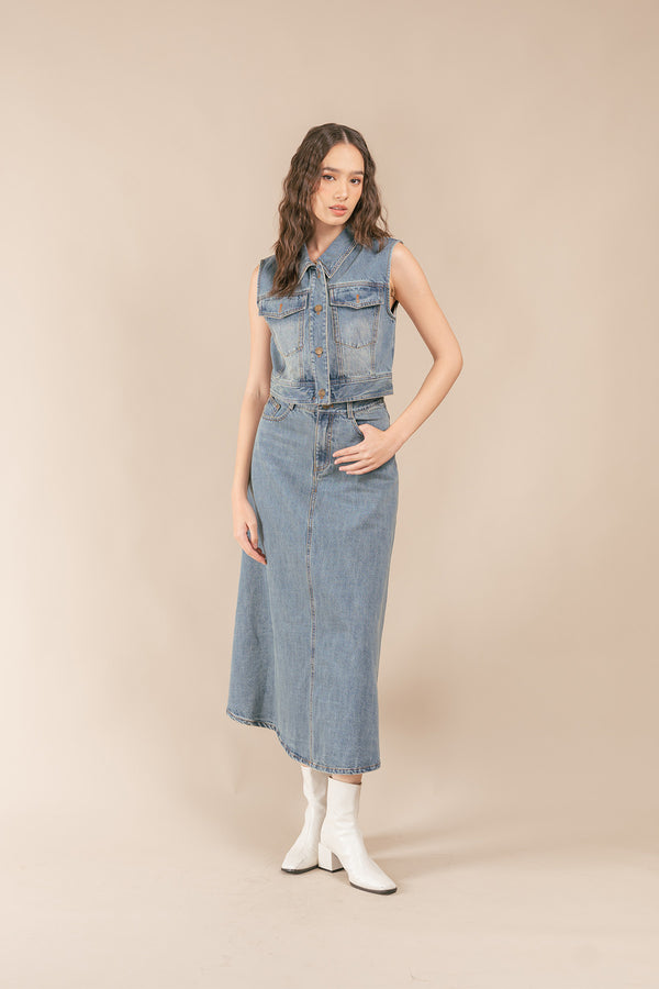 Evillia Denim Maxi Skirt