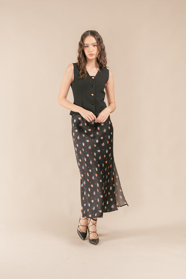 Geriella Floral Satin Maxi Skirt