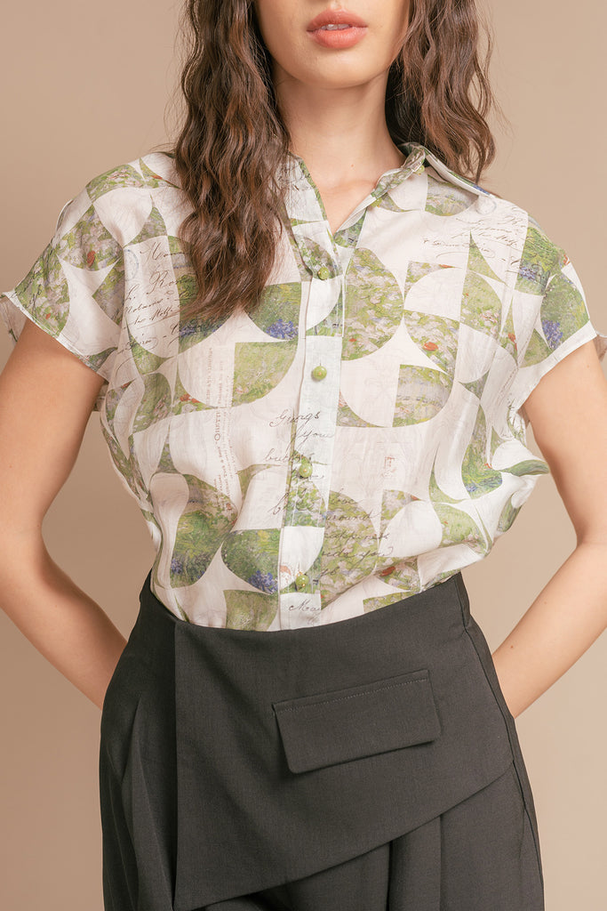 Heviona Patterned Boxy Short Sleeve Shirt