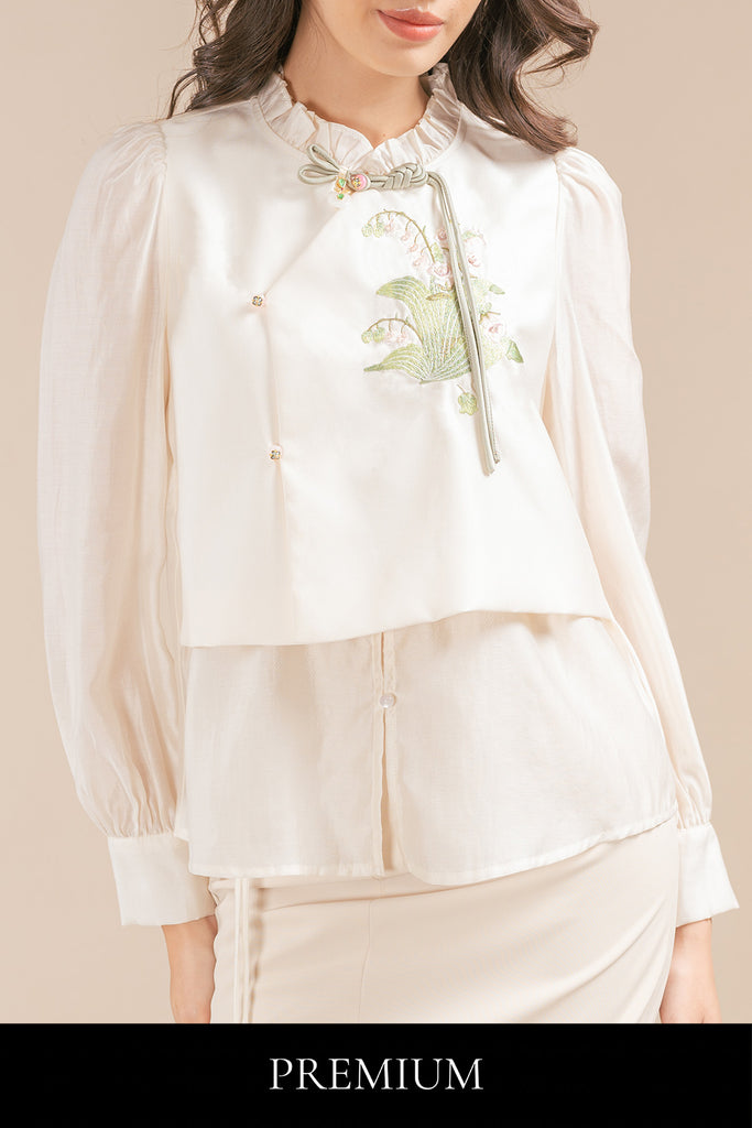 Jeayunni Floral Vest Chinese Style Blouse