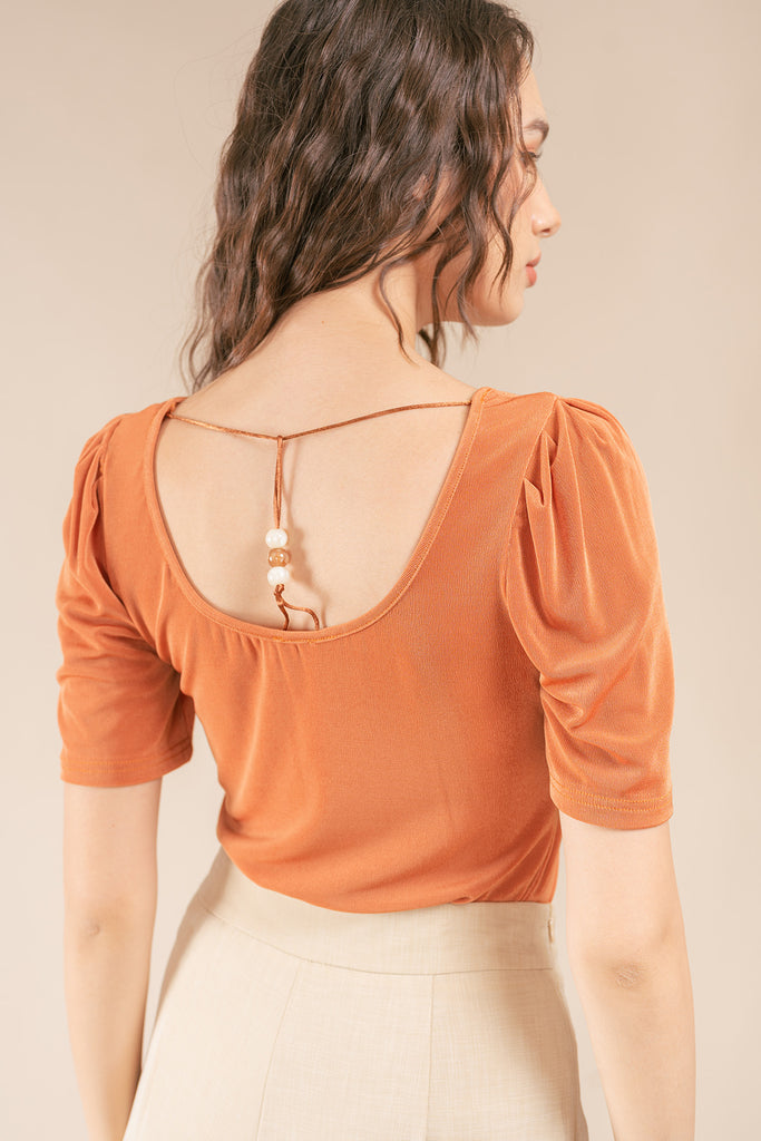 Jeviana Ribbed Back Beaded String Top