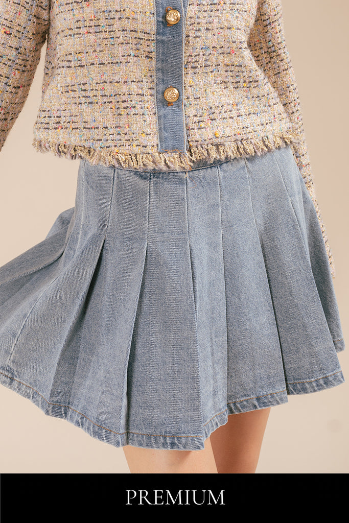 Jevotta Denim Pleated Skirt