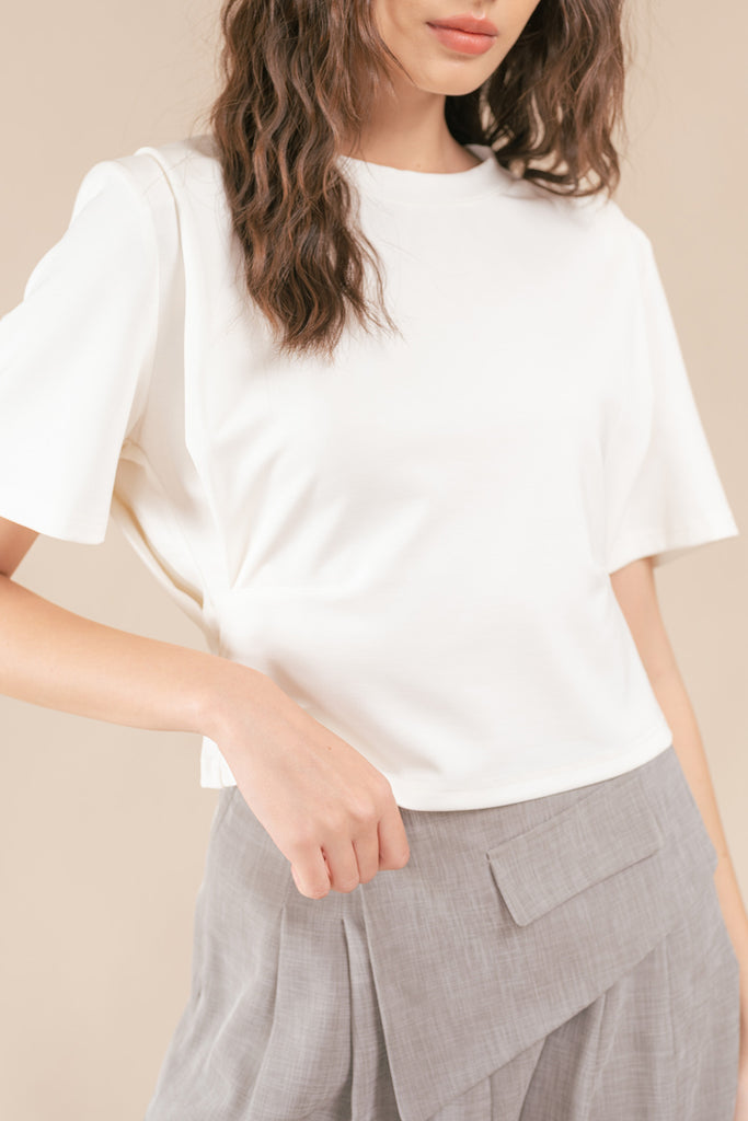 Jovecci Padded Shoulder Cropped T-shirt