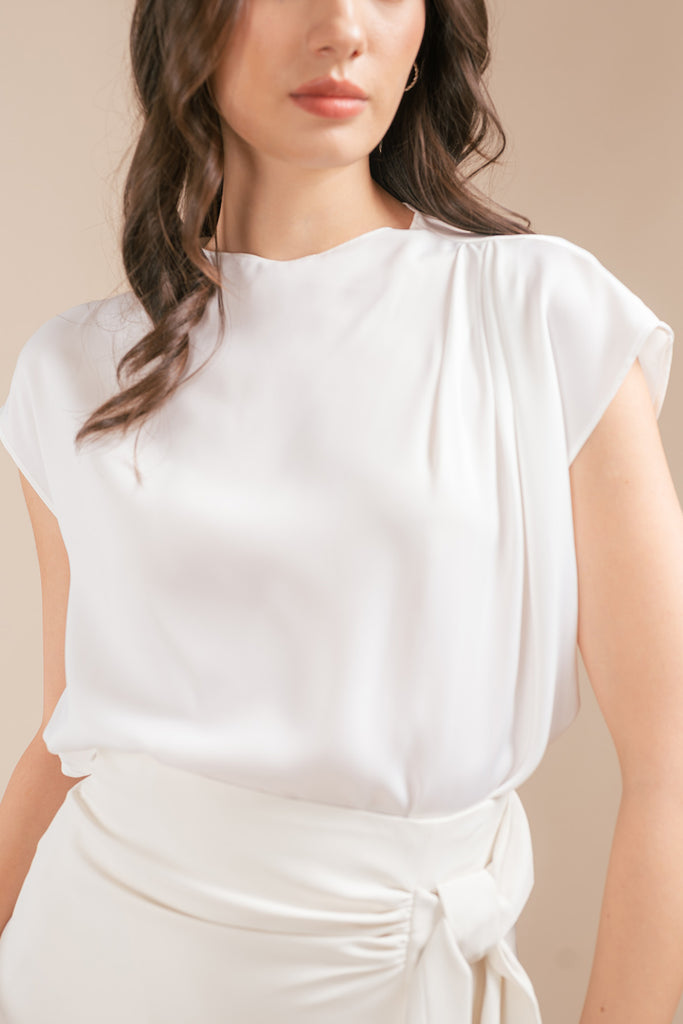 Kevonia Satin Pleated Top