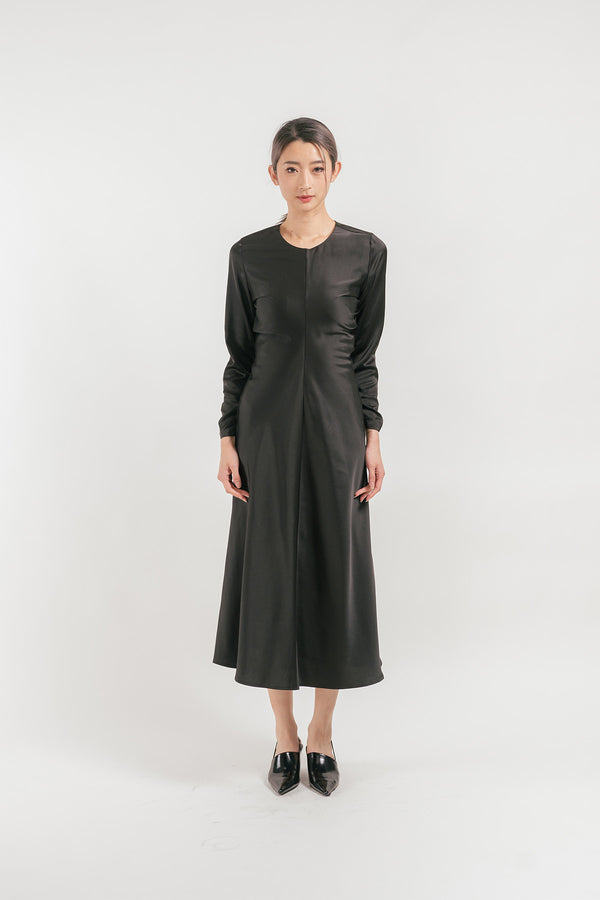 Lunetta Ruched Waist Long Sleeve Maxi Dress