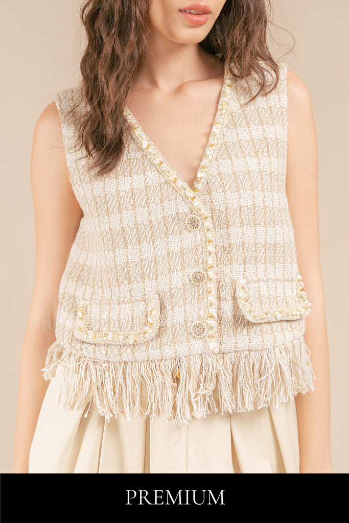 Meryssa Tweed Fringe Vest