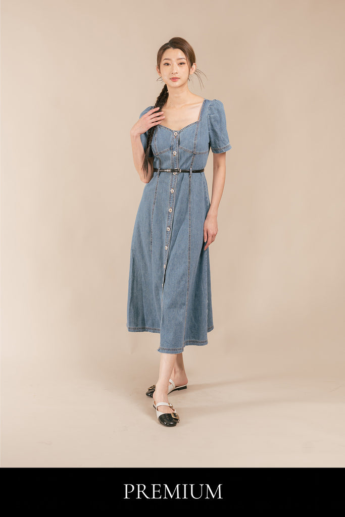 Nelossi Denim Belted Maxi Skirt Dress