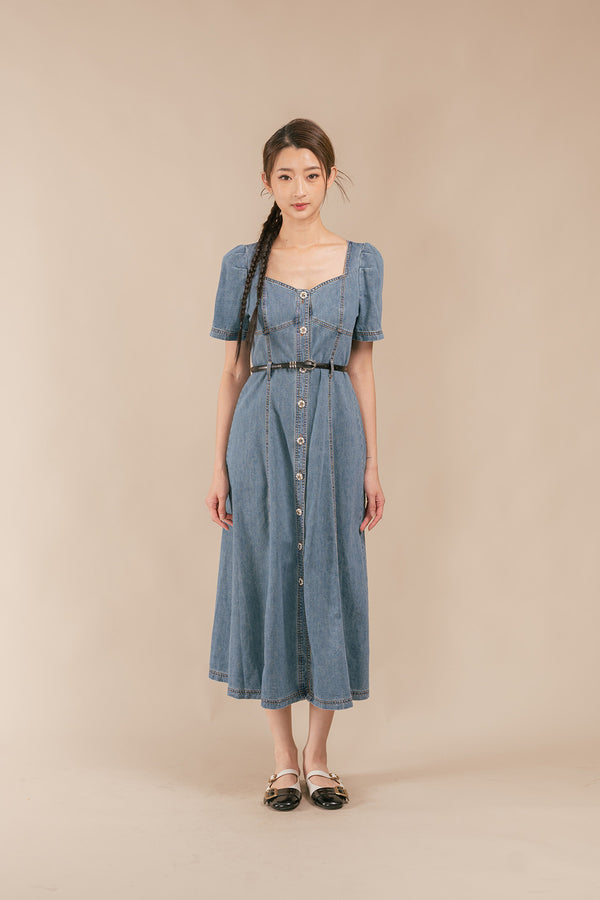 Nelossi Denim Belted Maxi Skirt Dress