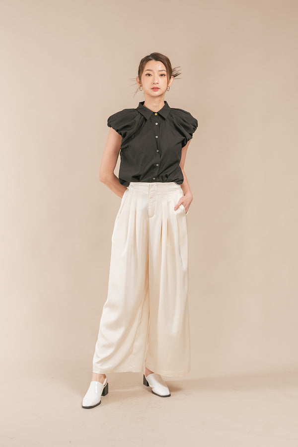 Renessa Satin Pleated Wide Pants