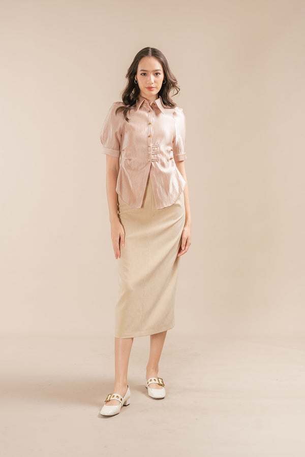 Shuyue Chinese Knot Ruched Shirt