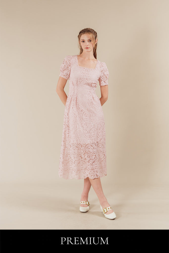 Weonitte Lace Overlay Midi Dress