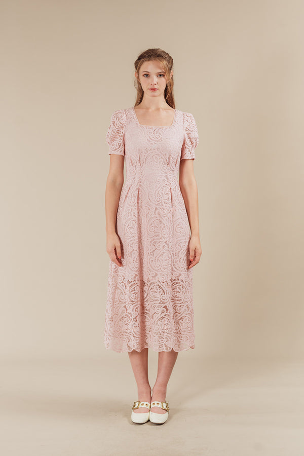 Weonitte Lace Overlay Midi Dress