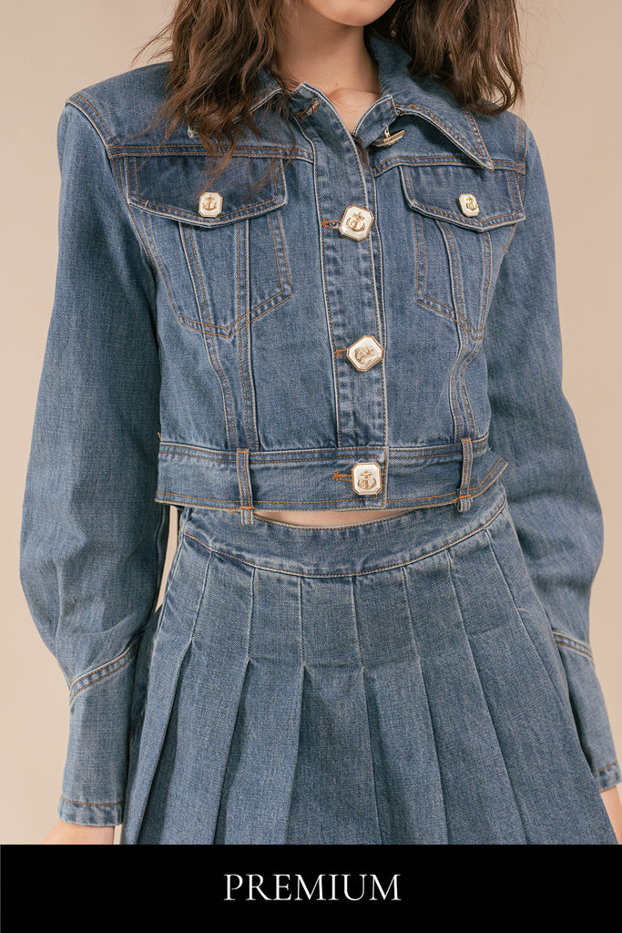 Yunessi Denim Cropped Jacket