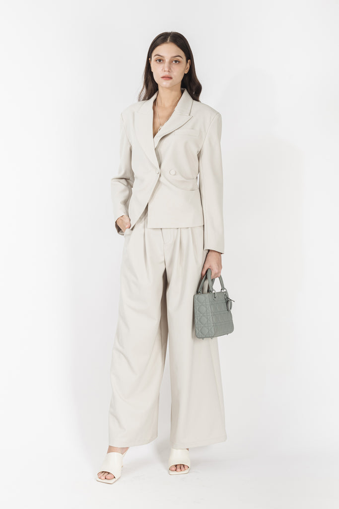 Set: Single Button Blazer + Cropped Dress Pants
