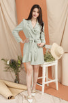 Double Breasted Ruffles Draped Irregular Suit Dress